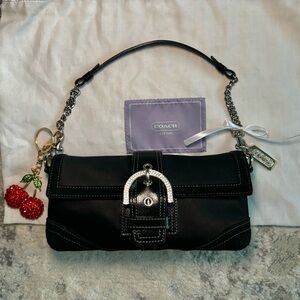 Vintage Coach Mini Soho Hampton Evening Shoulder Bag Black satin 🖤